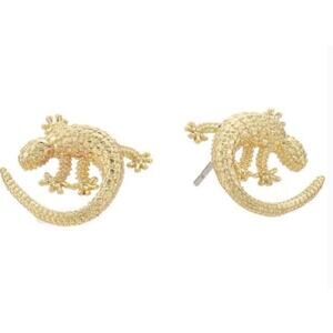 NWT Lilly Pulitzer Gold Leaping Lizard Stud Earrings